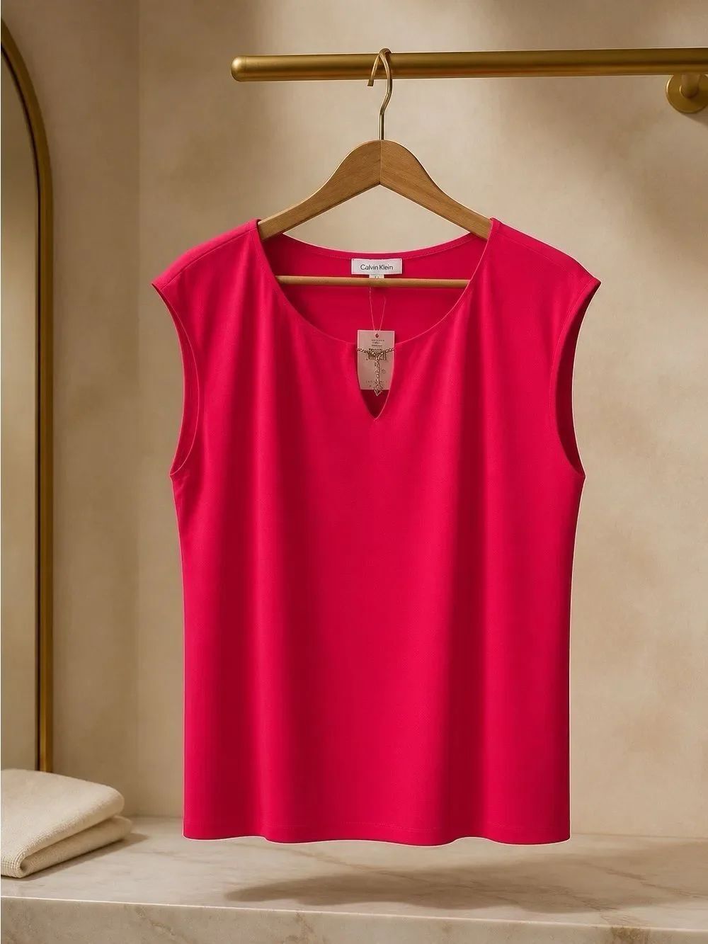 Calvin Klein Hot Pink Keyhole Sleeveless Top